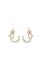 Multi-Shape Scatter Curved Earrings, Gold-Plated Brass & Cubic Zirconia